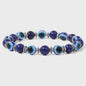 Set van 2 Handgemaakte Natuursteen Armbanden met Hanger Oog van Fatima & Lavasteen/Hematiet