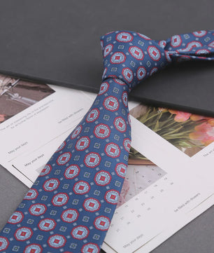 Klassieke Heren Strikdas - Imitatie Zijde met Polka Dot & Bloemendessin