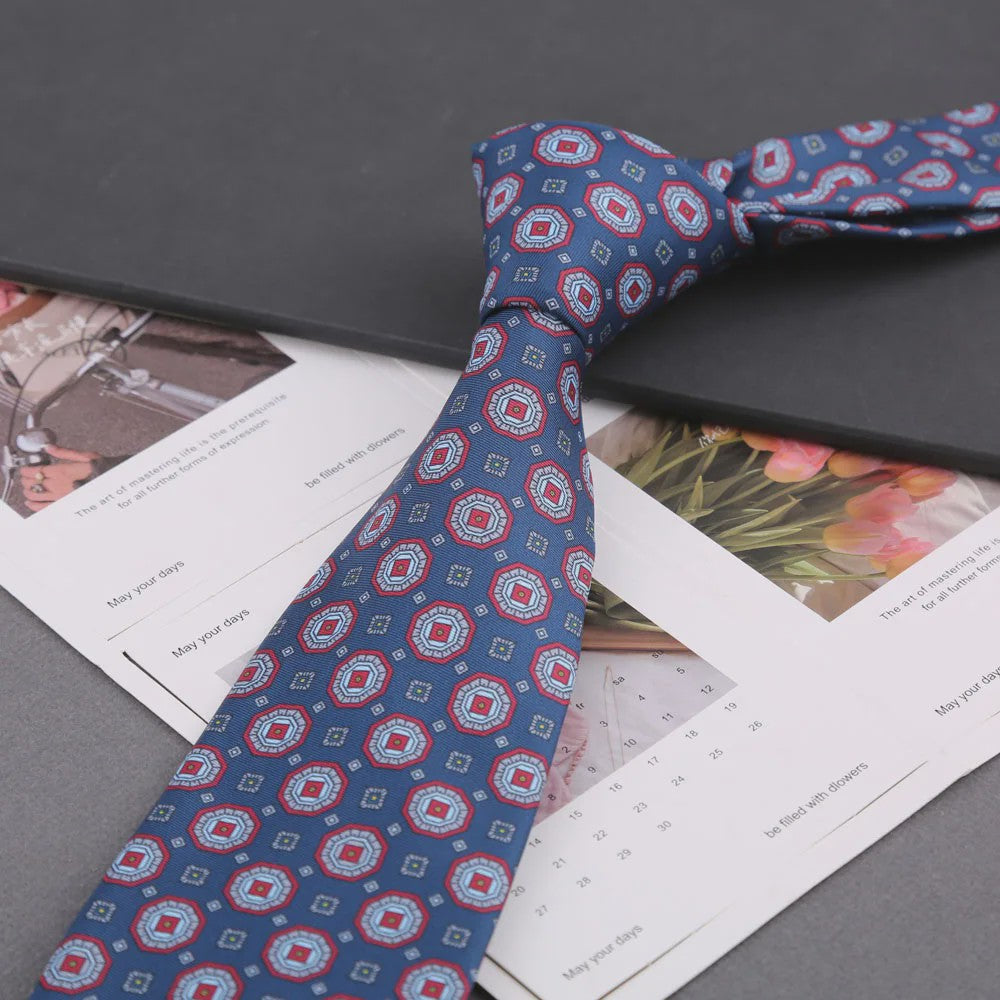 Klassieke Heren Strikdas - Imitatie Zijde met Polka Dot & Bloemendessin