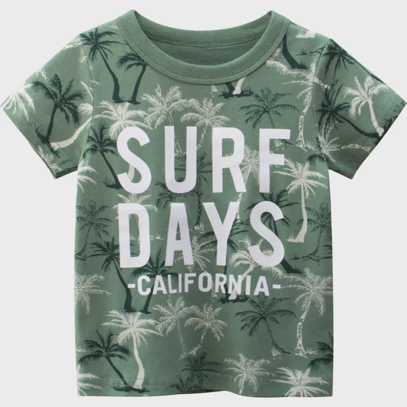 Zomer T-shirts Jongens 2-8 Jaar - Katoen, Korte Mouw met Leuke Prints