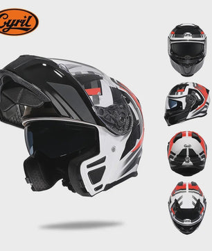 Cyril Motorcross Flip-Up Helm - Volledig Gelaatsmasker met Breed Helder Vizier & DOT Keurmerk