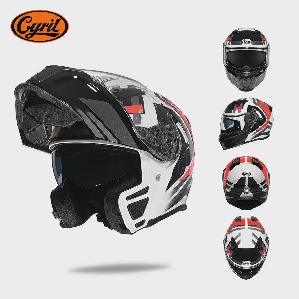 Cyril Motorcross Flip-Up Helm - Volledig Gelaatsmasker met Breed Helder Vizier & DOT Keurmerk