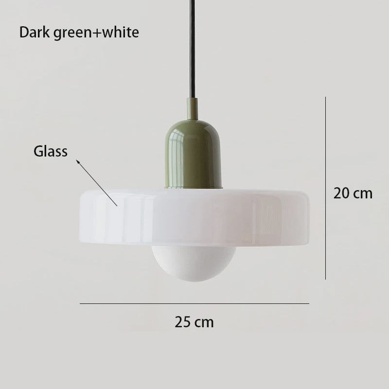 Nordic Bauhaus Hanglamp - Retro Glas & Kleurrijke Kap voor Woonkamer, Eetkamer, Bar