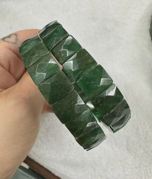 Natuurlijke Edelsteen Armband - Fluoriet & Citrien Vierkante Kralen