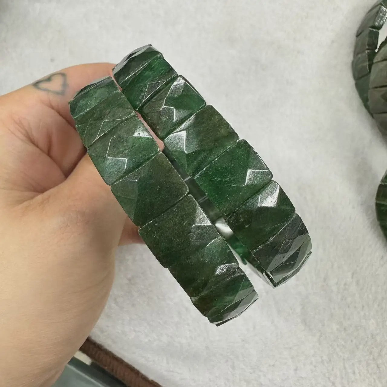Natuurlijke Edelsteen Armband - Fluoriet & Citrien Vierkante Kralen