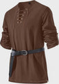 Heren Middeleeuwse Tuniek met Vetersluiting - Renaissance, Viking & Piraat Kostuum Shirt