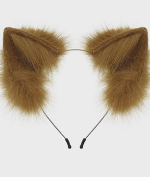 Handgemaakte Pluizige Dierenoren Hoofdband - Kat & Vos Oortjes voor Cosplay & Feest