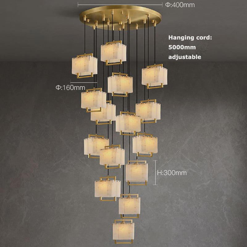 Luxe Marmer LED Kroonluchter Goud/Chroom - Dimbaar