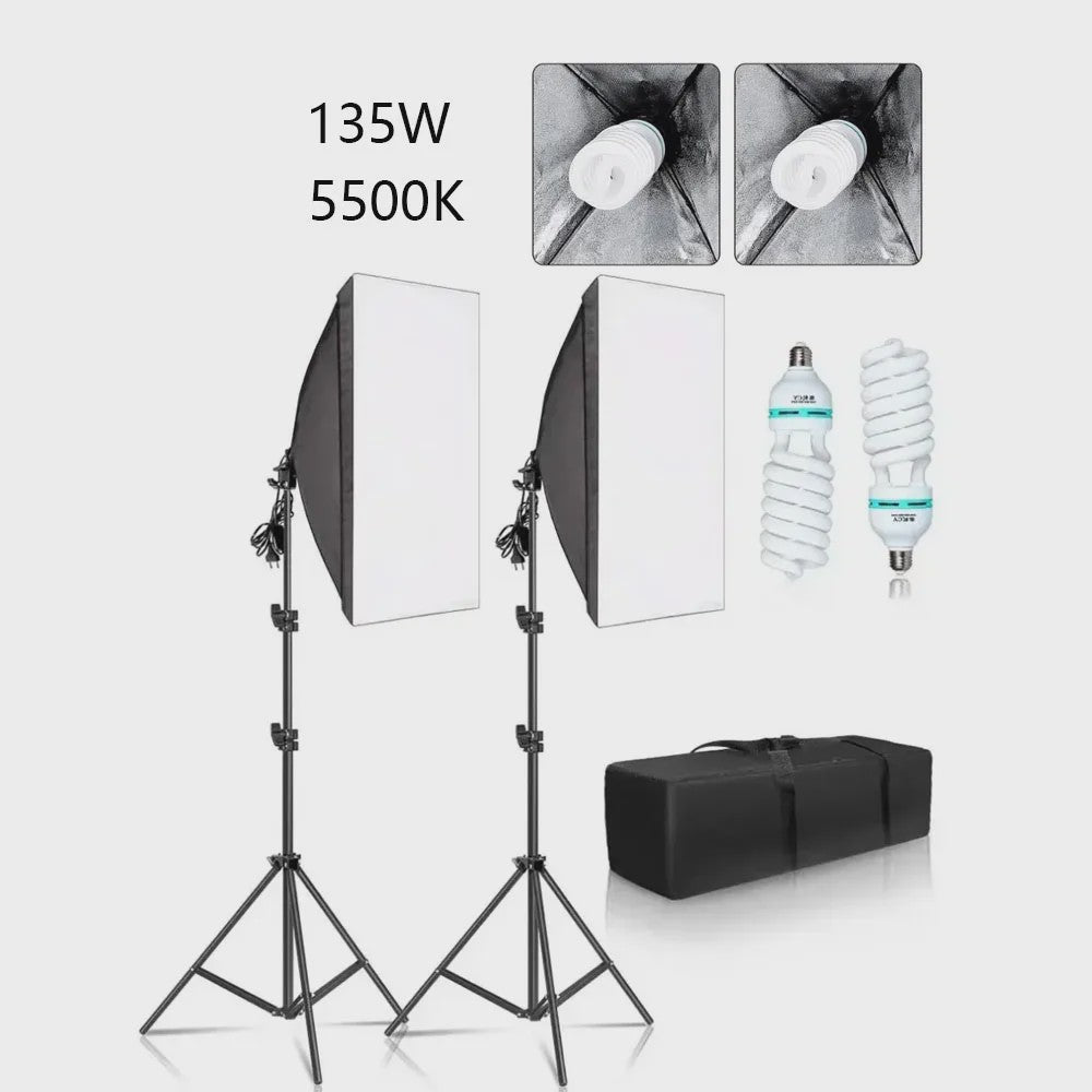 Professionele Softbox Verlichtingskit 50x70cm - Continu Licht voor Studio Fotografie