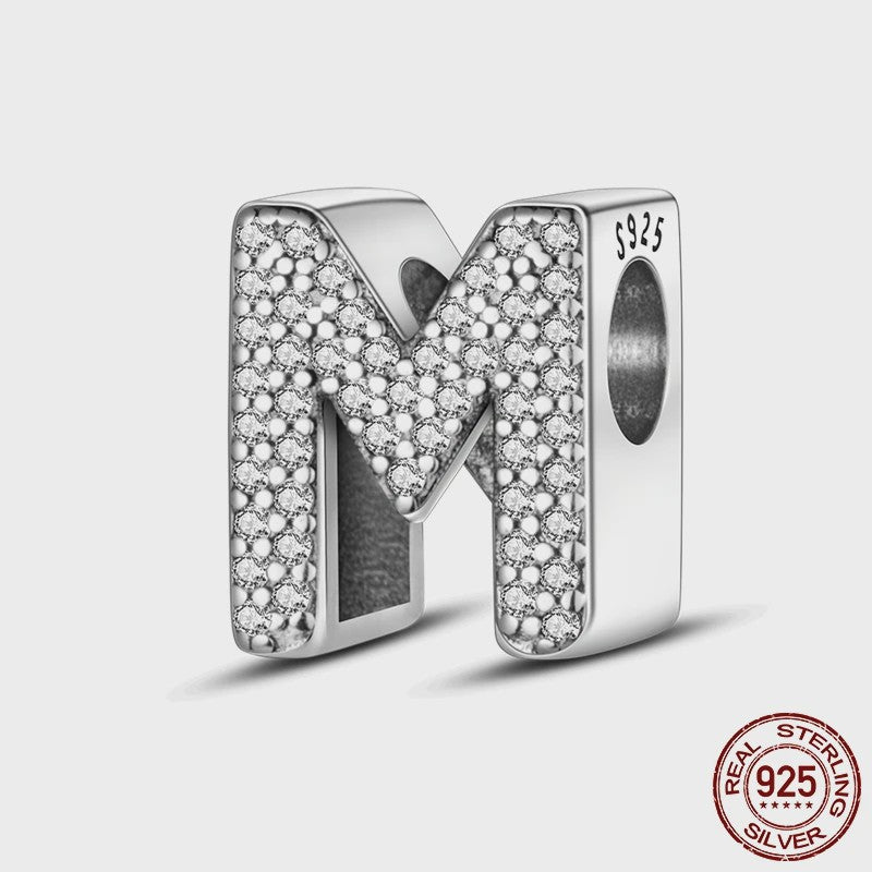 925 Sterling Zilver Letter Bedels A-Z met Zirkonia - Personaliseer je Armband