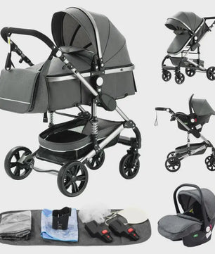 3-in-1 Multifunctionele Kinderwagen - Lichtgewicht en Compact met Babyzitje en Reiswieg