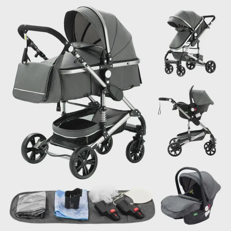 3-in-1 Multifunctionele Kinderwagen - Lichtgewicht en Compact met Babyzitje en Reiswieg