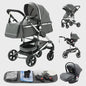 3-in-1 Multifunctionele Kinderwagen - Lichtgewicht en Compact met Babyzitje en Reiswieg