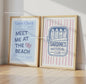 Retro Blauwe Sardine Canvas Poster - Mediterrane Stijl Wanddecoratie