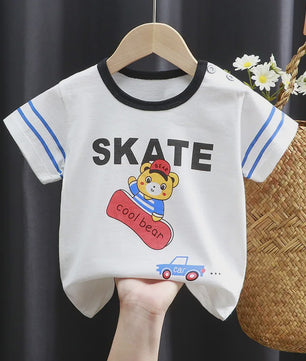 Zomer T-shirt Kinderen Katoen met Vrolijke Cartoon Print - 0-4 Jaar