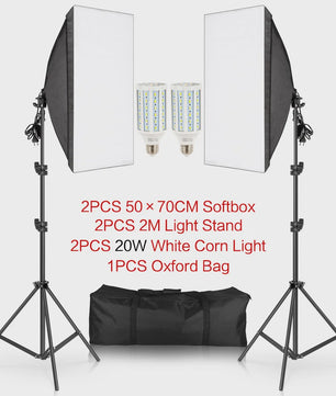 Professionele Softbox Verlichtingskit 50x70cm met E27 Lampen en Statief - Fotostudio Apparatuur