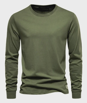 AIOPESON Heren Basic Longsleeve T-shirt - Katoen, Ronde Hals, Effen Kleur