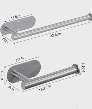 Zelfklevende RVS Toiletrolhouder & Keukenrolhouder - Wandmontage