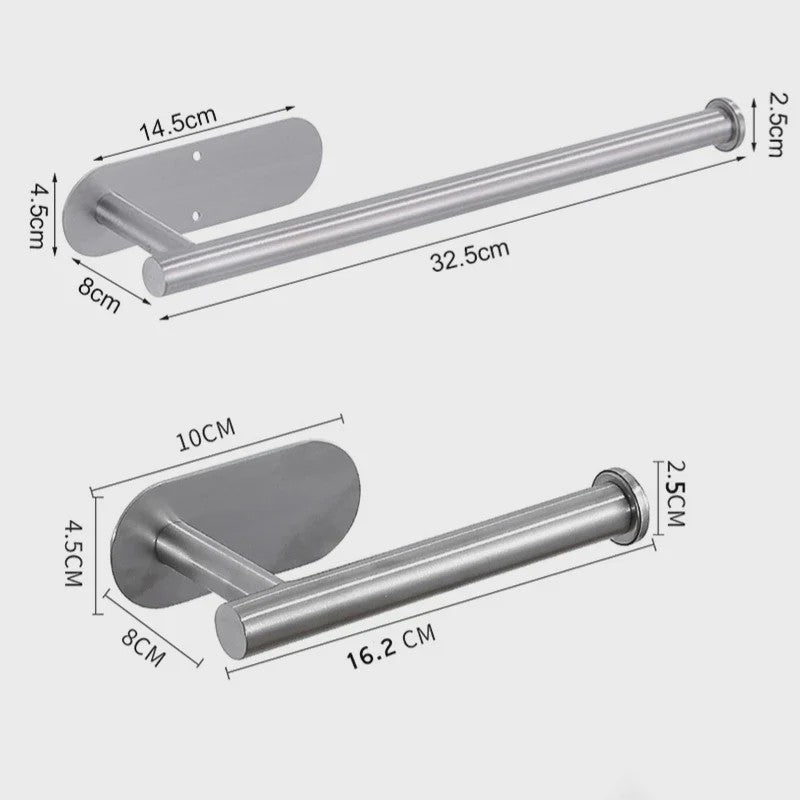 Zelfklevende RVS Toiletrolhouder & Keukenrolhouder - Wandmontage