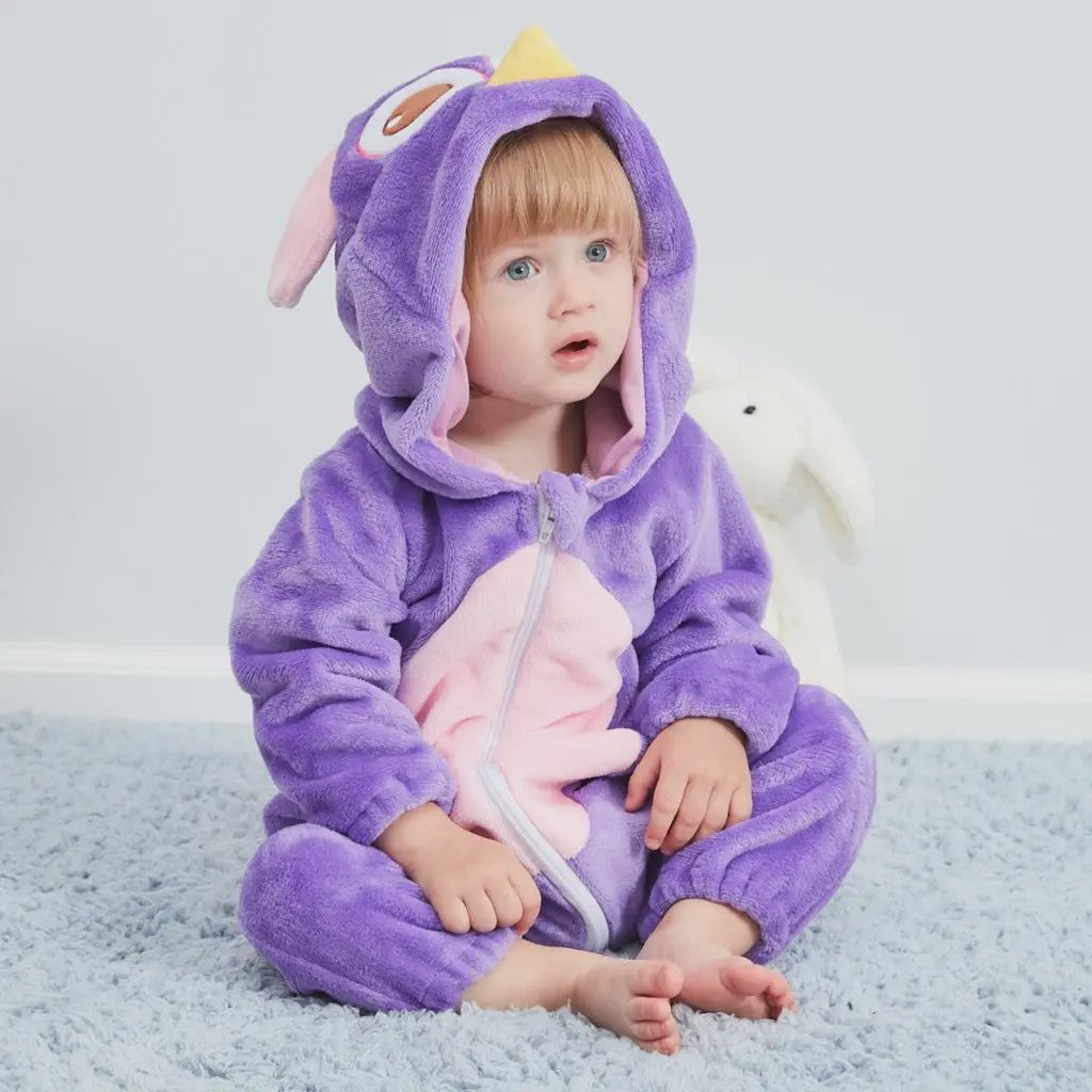 Baby Romper Dierenkostuum Kigurumi - Zacht Flanellen Jumpsuit voor Jongens & Meisjes