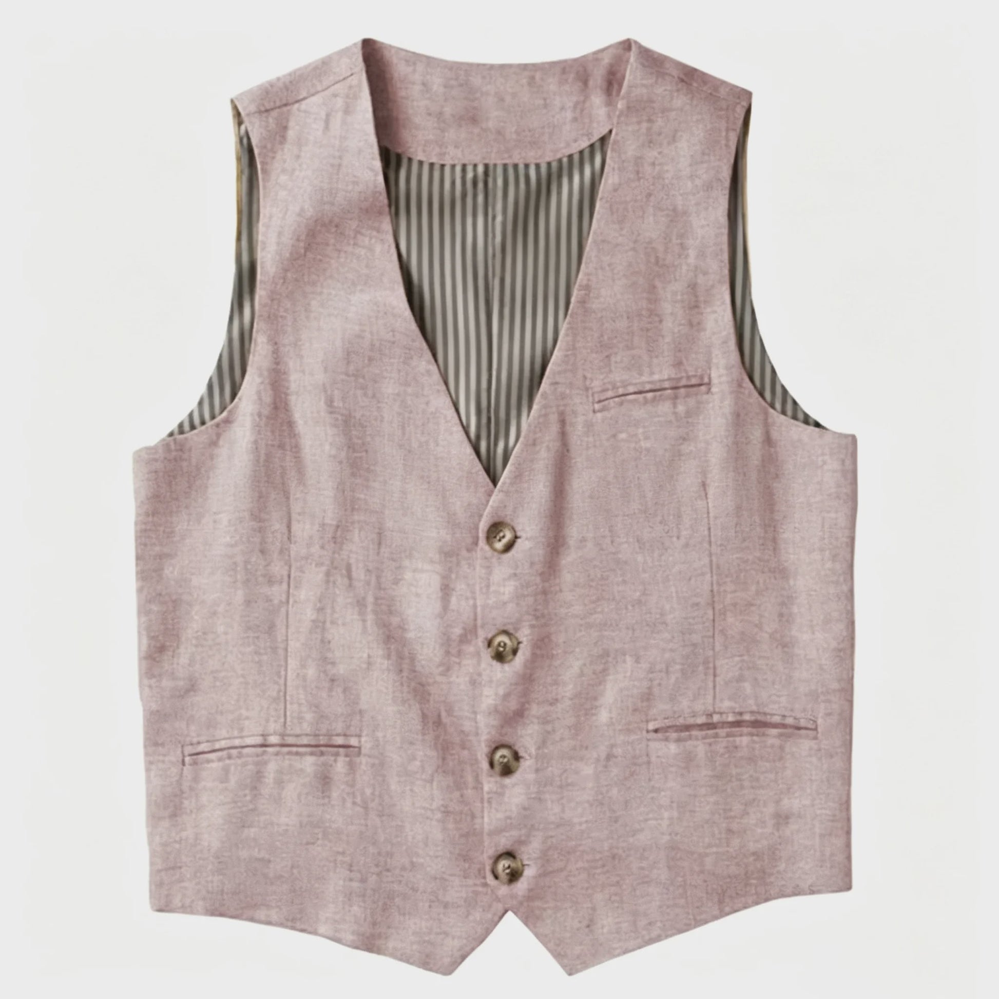 Linnen Heren Gilet - Zomer Waistcoat V-hals Single Breasted Lichtgewicht