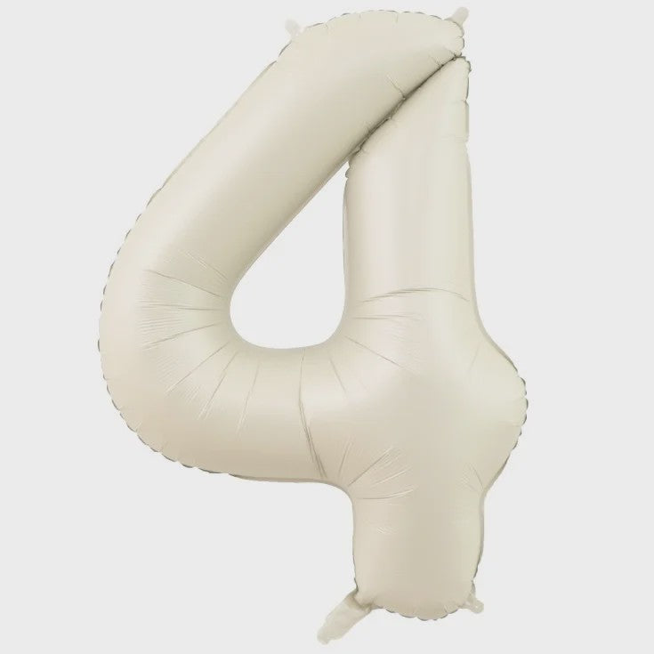 Grote Folie Ballonnen Cijfers 0-9 Cream Caramel & Wit (32/40 inch) - Feestdecoratie