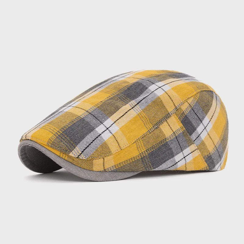 Vintage Heren Oktagonale Pet - Stijlvolle Visgraat & Streep Casual Hoed voor Dagelijks Gebruik