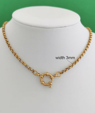 Gouden Roestvrij Stalen Ketting met Sailor Sluiting - Unisex Choker