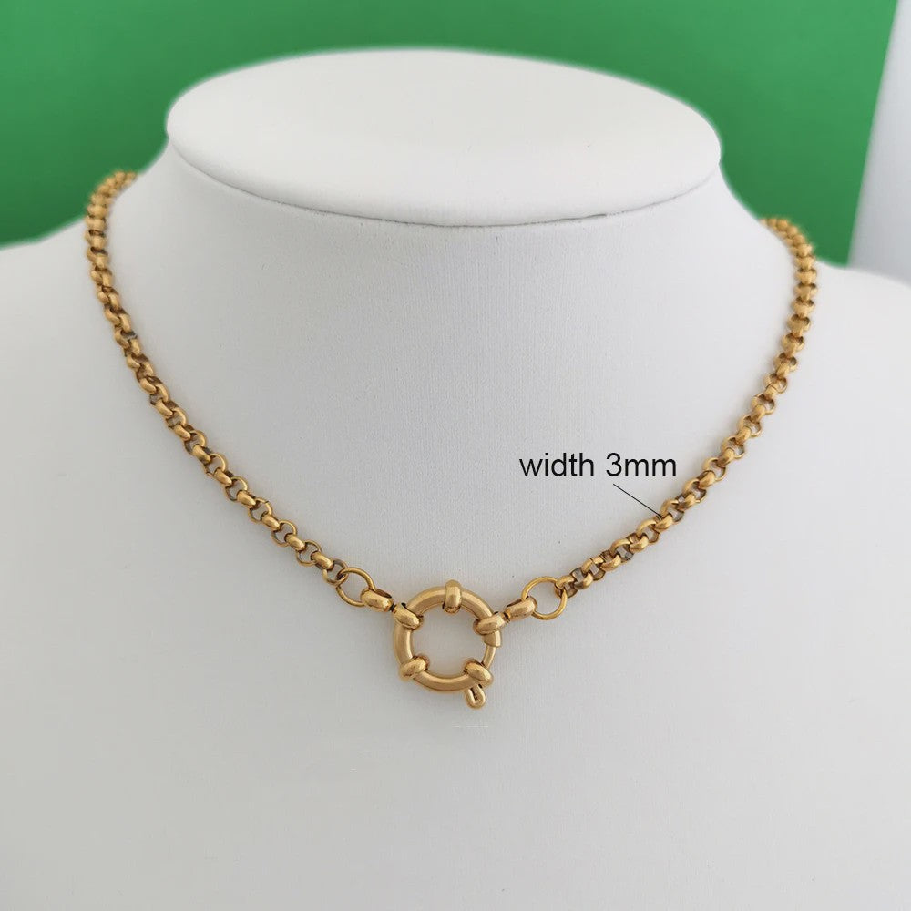 Gouden Roestvrij Stalen Ketting met Sailor Sluiting - Unisex Choker