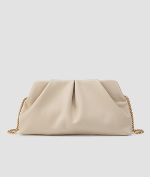 Luxe Plissé Avondtas met Gouden Ketting - Clutch & Schoudertas voor Feestelijke Gelegenheden