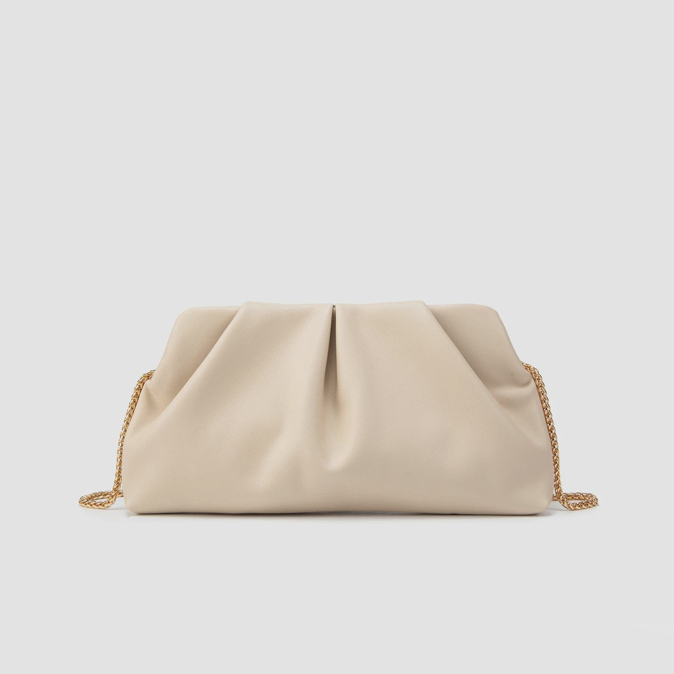 Luxe Plissé Avondtas met Gouden Ketting - Clutch & Schoudertas voor Feestelijke Gelegenheden