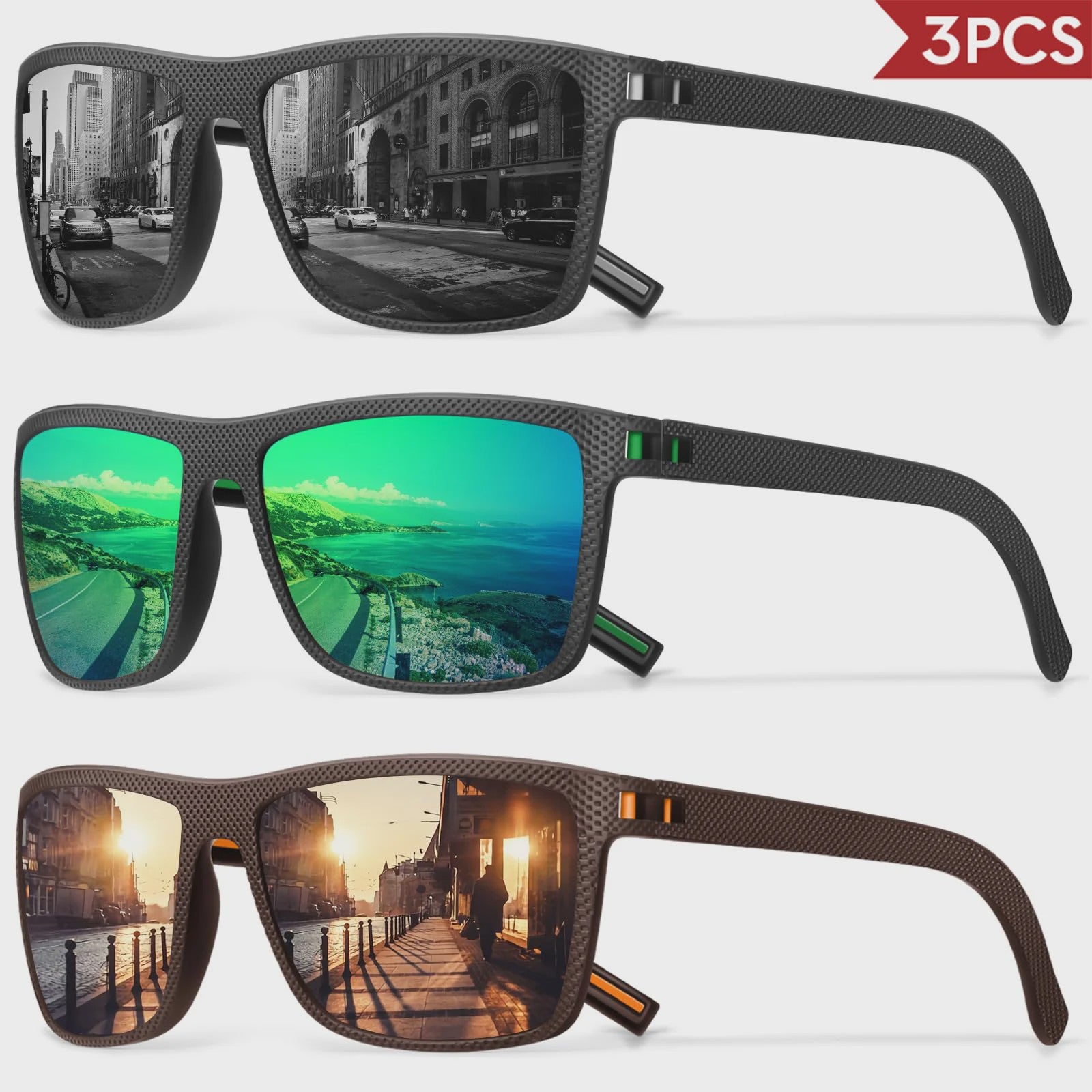 Designer Polarized Zonnebrillen Set voor Heren & Dames | UV400 Bescherming | Ideaal voor Buitenactiviteiten