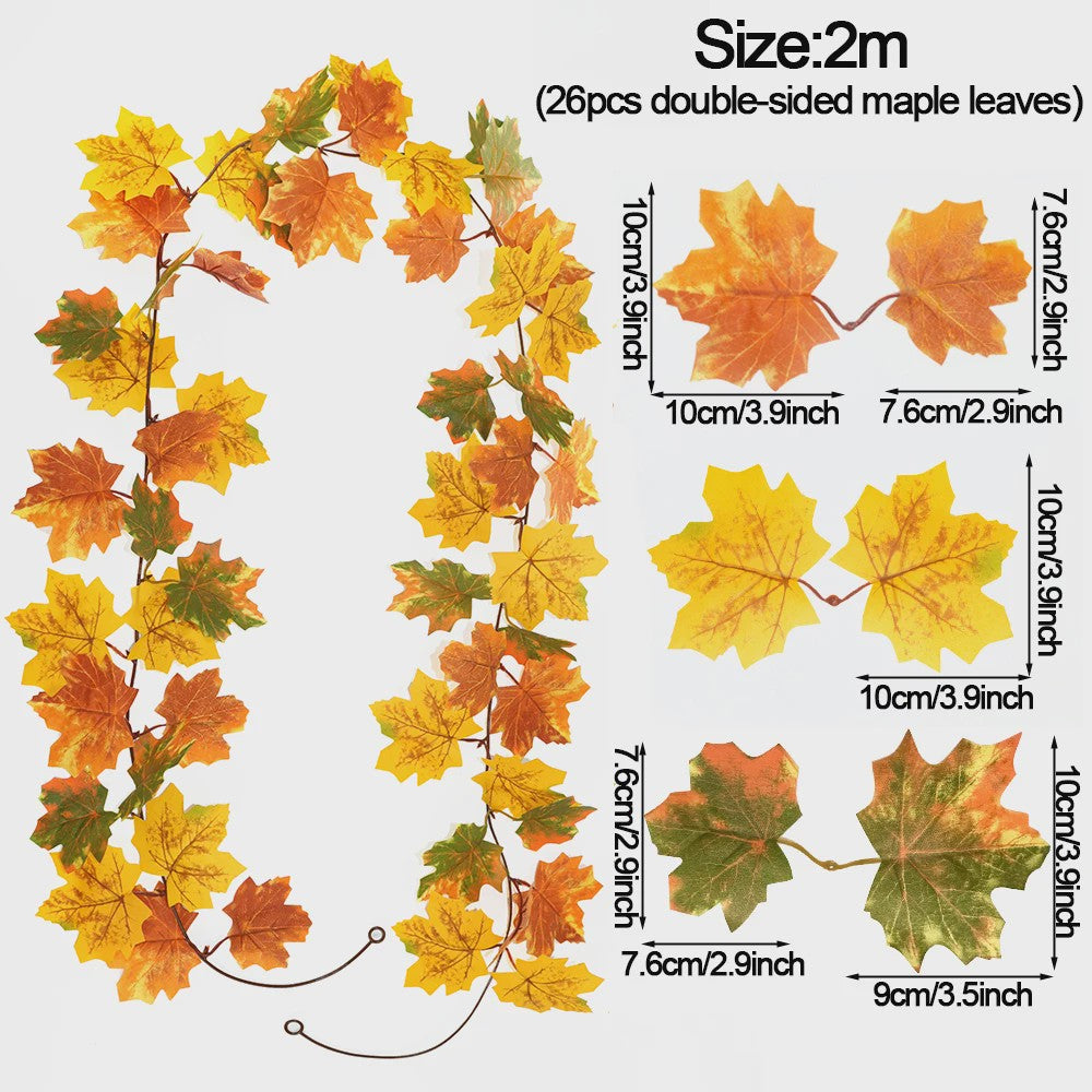 Herfst Slinger met Maple Bladeren - Kunstblad Slinger voor Thanksgiving, Halloween & Feestdecoratie