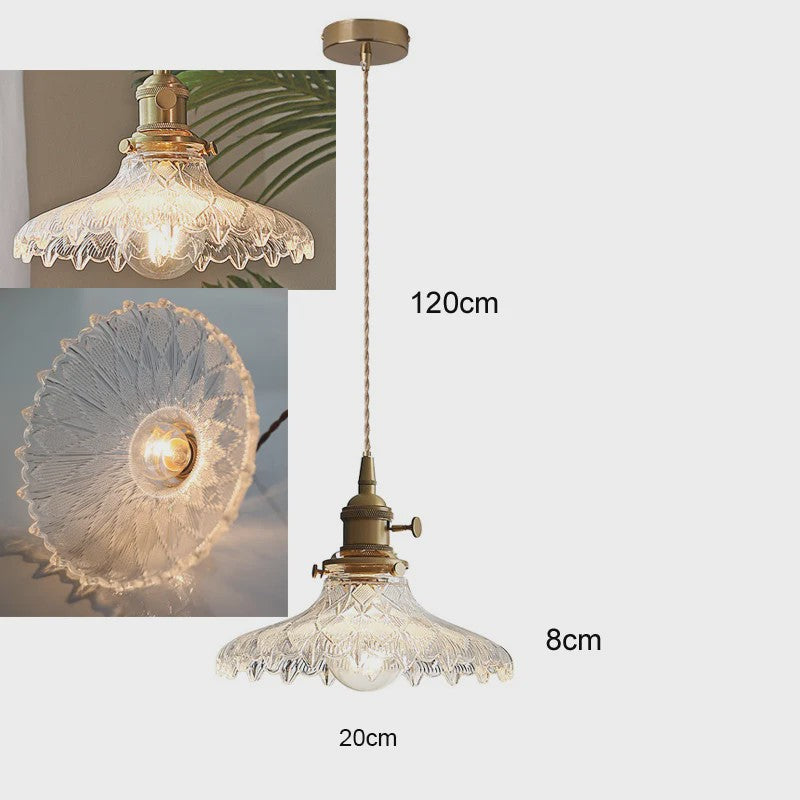 Koperkleurige Glazen Hanglamp - Stijlvolle LED Plafondlamp voor Woonkamer, Slaapkamer & Keuken