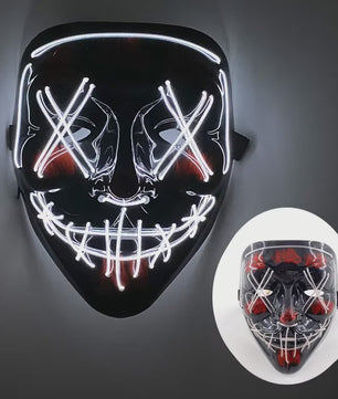 Verlicht LED Neon Purge Masker met Fiber Optic Handschoenen - Halloween & Feest