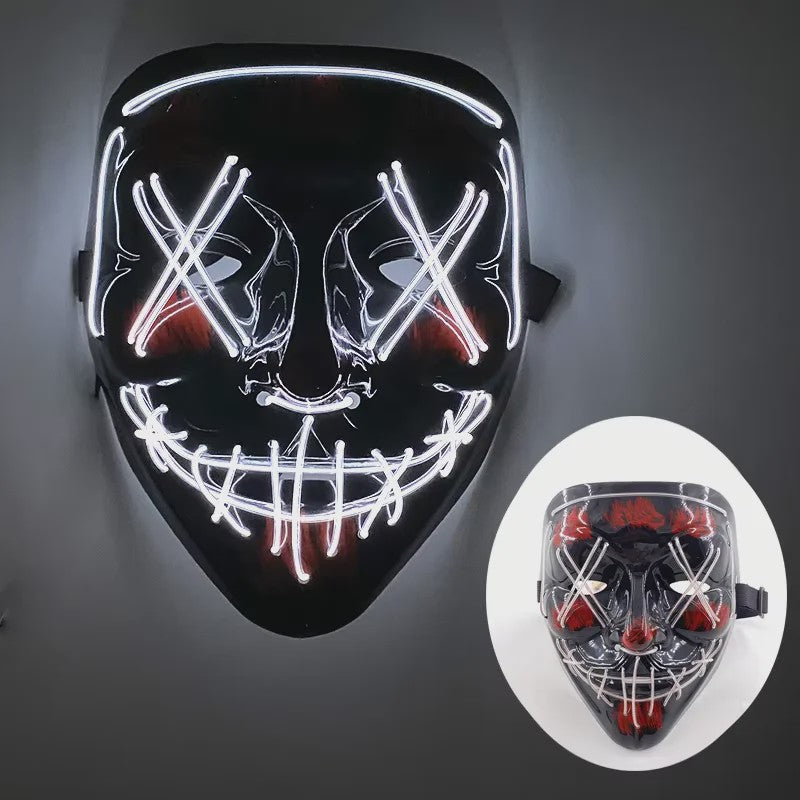 Verlicht LED Neon Purge Masker met Fiber Optic Handschoenen - Halloween & Feest