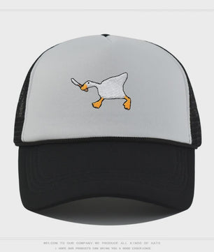 Unieke Geborduurde Baseball Cap met Gans Patroon - Casual Stadsstijl