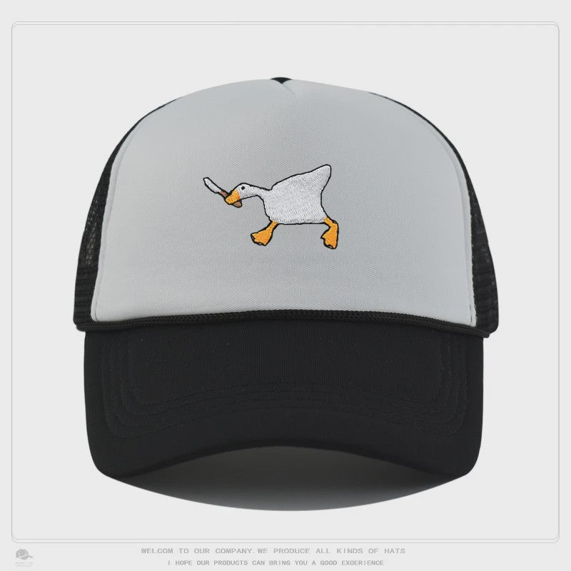 Unieke Geborduurde Baseball Cap met Gans Patroon - Casual Stadsstijl
