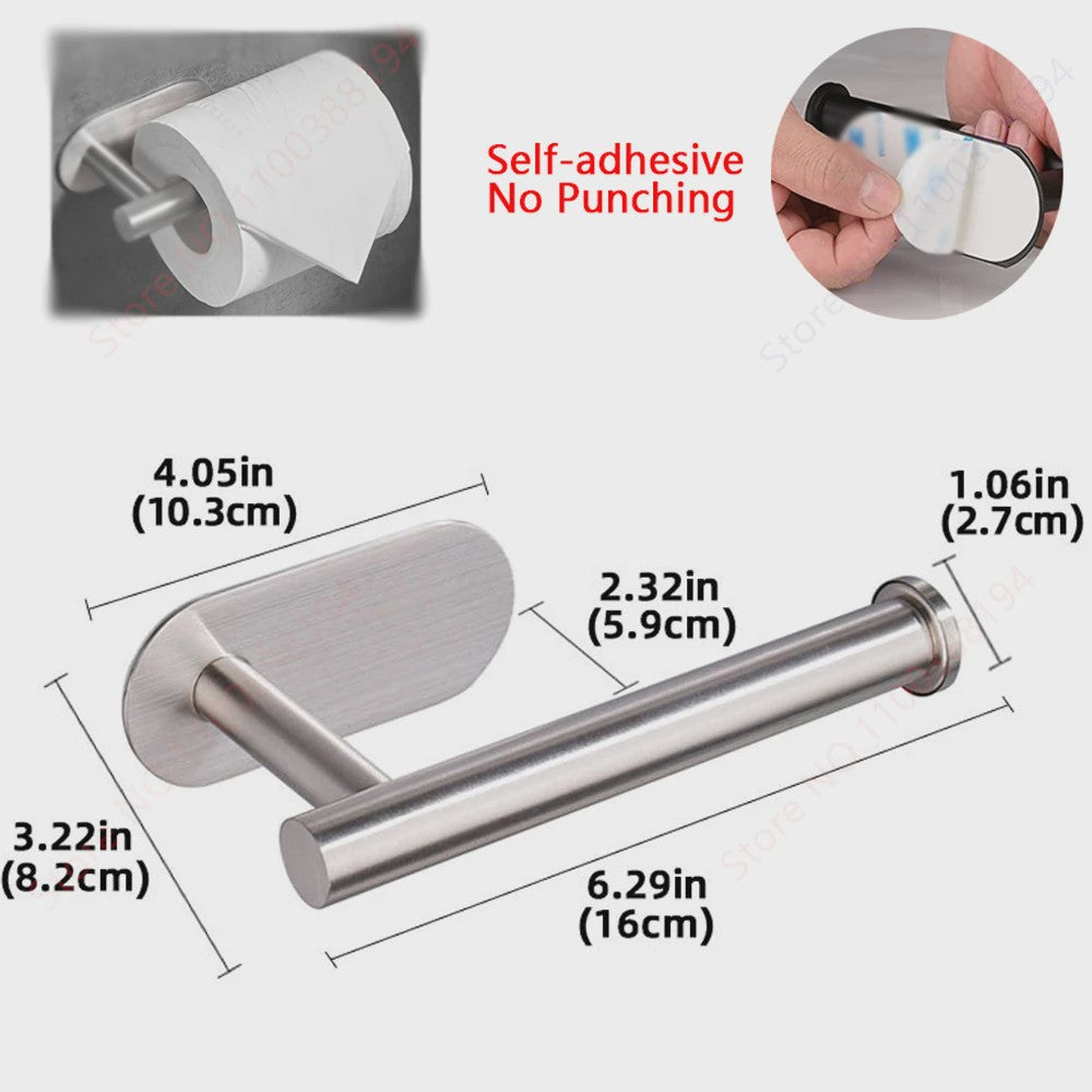 Set Badkamer Accessoires: Handdoekrek, Toiletrolhouder, Haak & Ring - Zwart