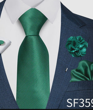 Luxe Heren Set: Paarse Paisley Stropdas, Manchetknopen, Pochet & Boutonnière - 8cm Breed