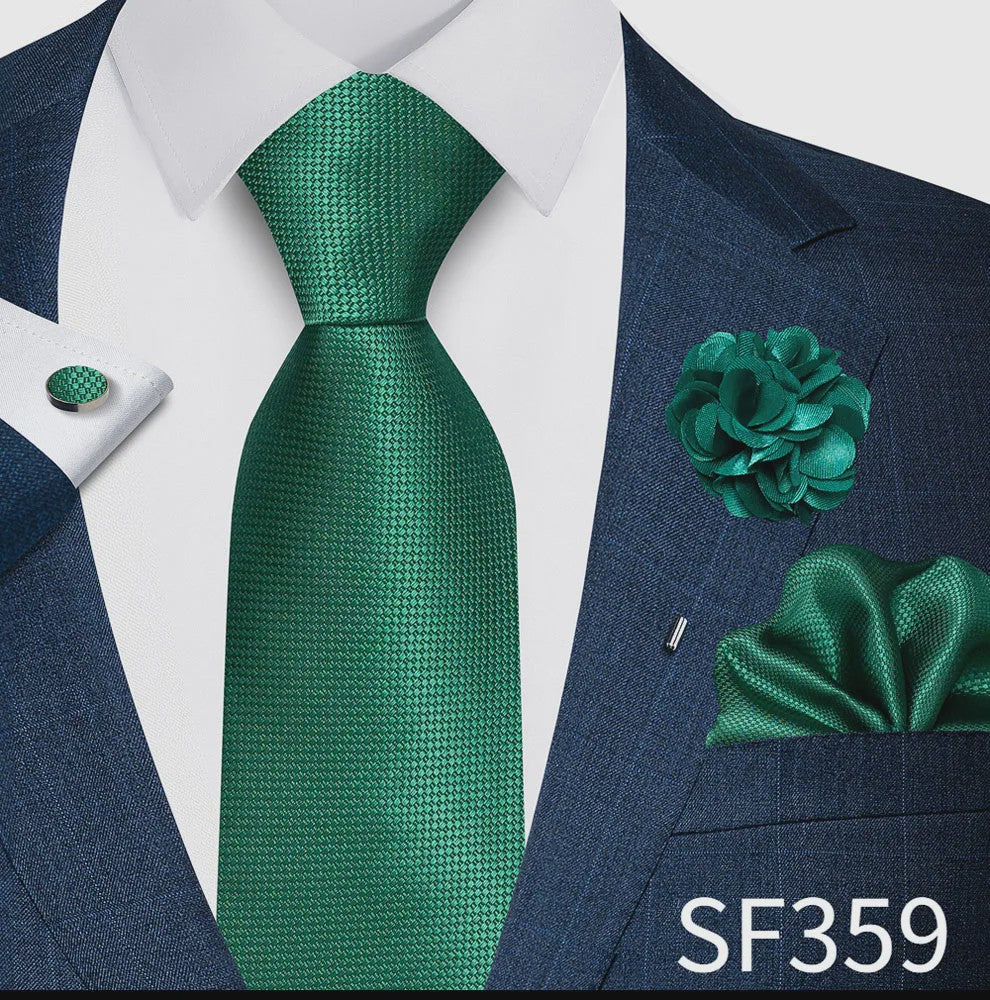 Luxe Heren Set: Paarse Paisley Stropdas, Manchetknopen, Pochet & Boutonnière - 8cm Breed