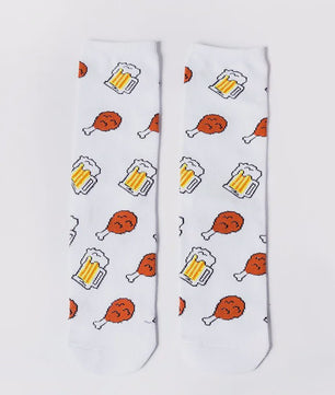 Grappige Heren Sokken met Food Prints: Avocado, Friet, Burger, Bier & Meer | Harajuku Stijl