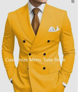 Luxe Bruin Herenpak - Double Breasted, Peak Lapel, Slim Fit Blazer & Pantalon