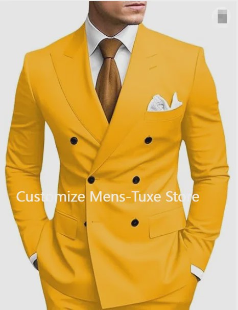 Luxe Bruin Herenpak - Double Breasted, Peak Lapel, Slim Fit Blazer & Pantalon