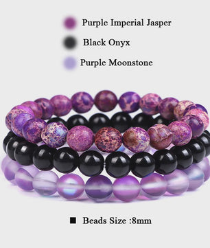 Set van 3 Natuursteen Armbanden: Rozenkwarts, Obsidiaan & Tijgeroog