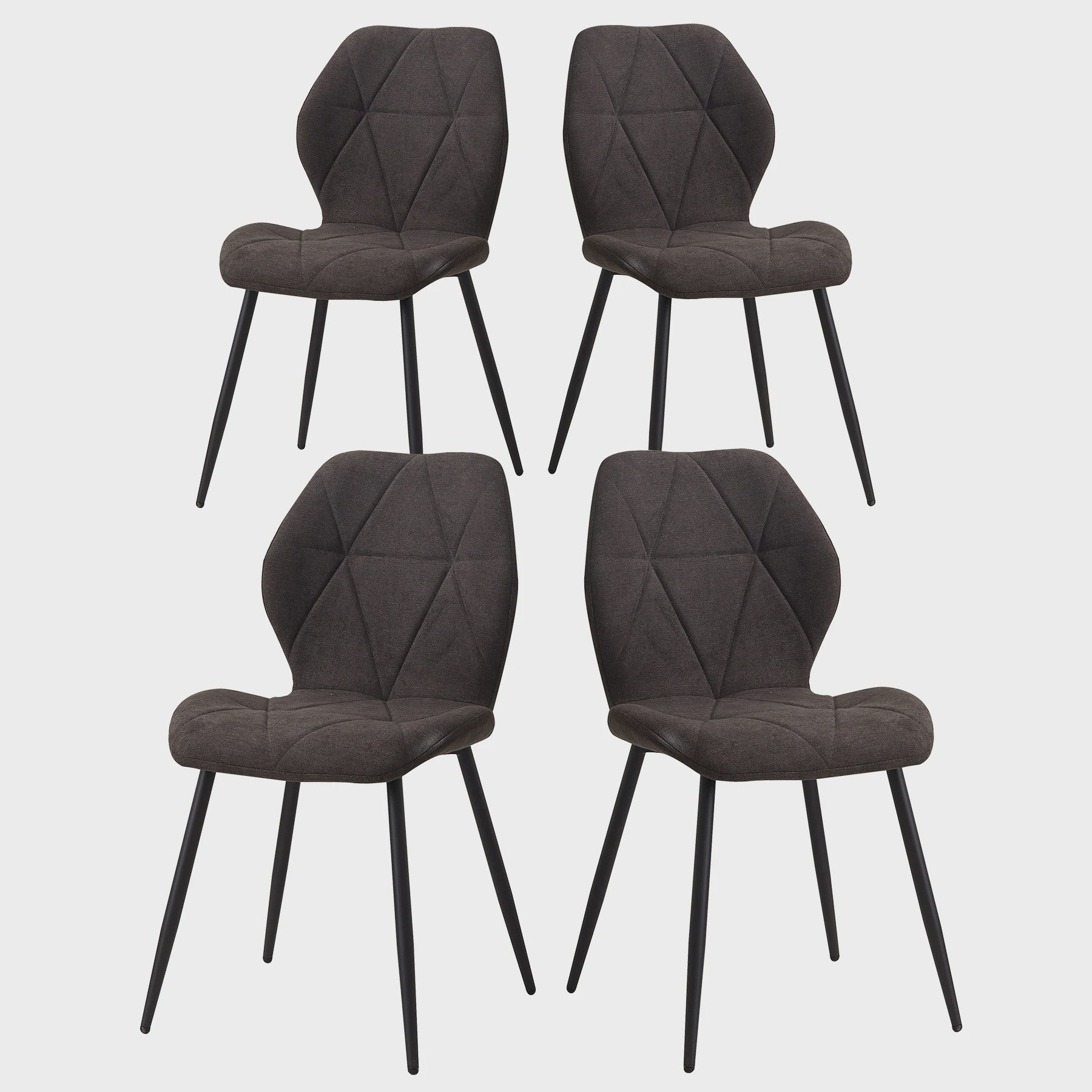 Set van 2, 4 of 6 Moderne Eetkamerstoelen - Comfortabel Gestoffeerd met Stalen Poten