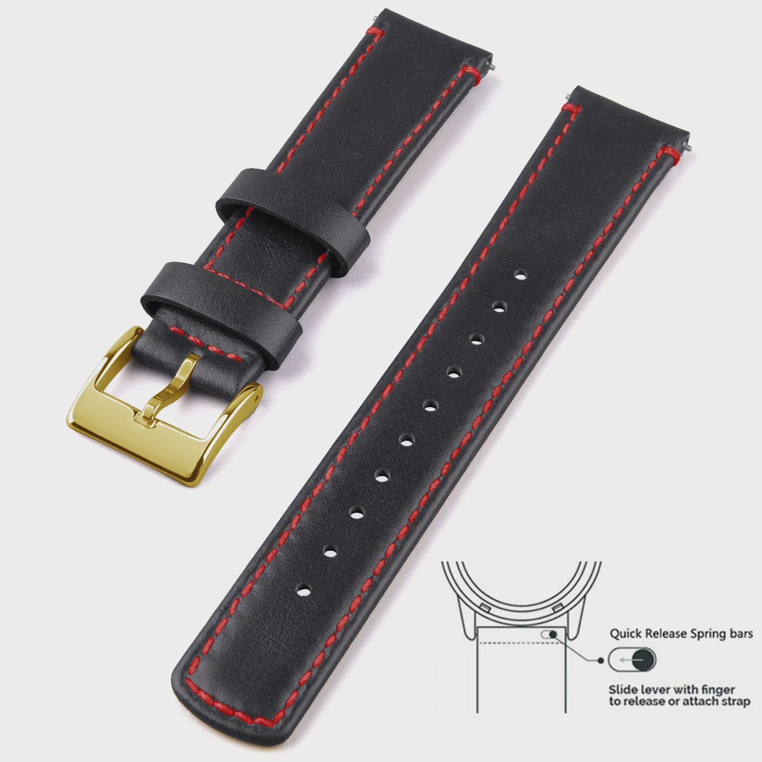 Top Grain Echt Lederen Horlogeband - 20mm/22mm Quick Release - Voor Heren, Dames & Samsung Galaxy Watch