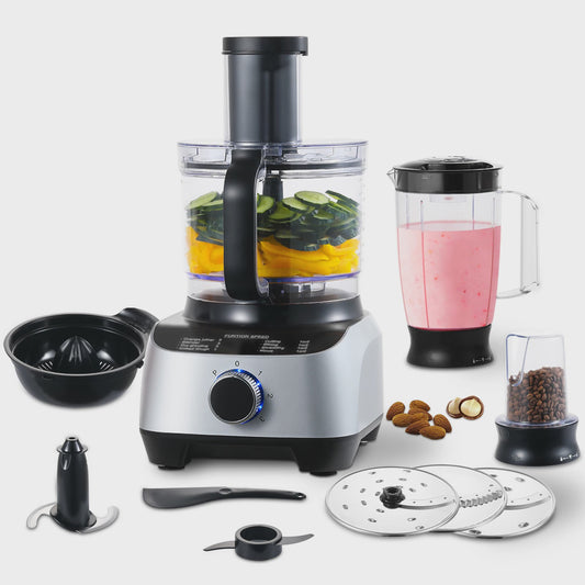 Krachtige Keukenmachine 1300W met 3.5L Kom, Deegkneedfunctie, Citruspers en 11-delige Accessoireset