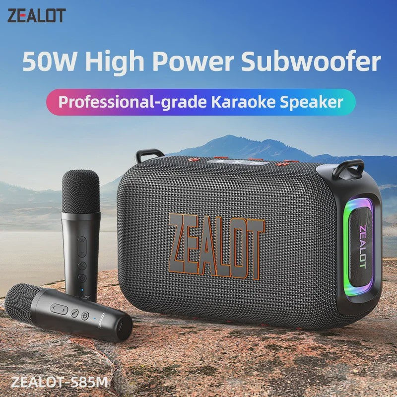 ZEALOT S85 Karaoke Bluetooth Speaker met 2-weg geluidssysteem, 60W, microfoon & RGB verlichting