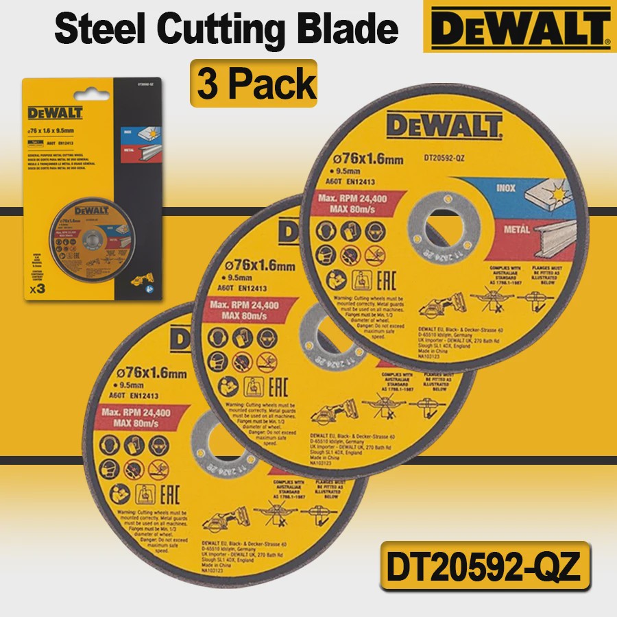 DEWALT 76mm INOX Metaal Zaagschijf - 3 Stuks (DT20592-QZ) - Voor Multimateriaal